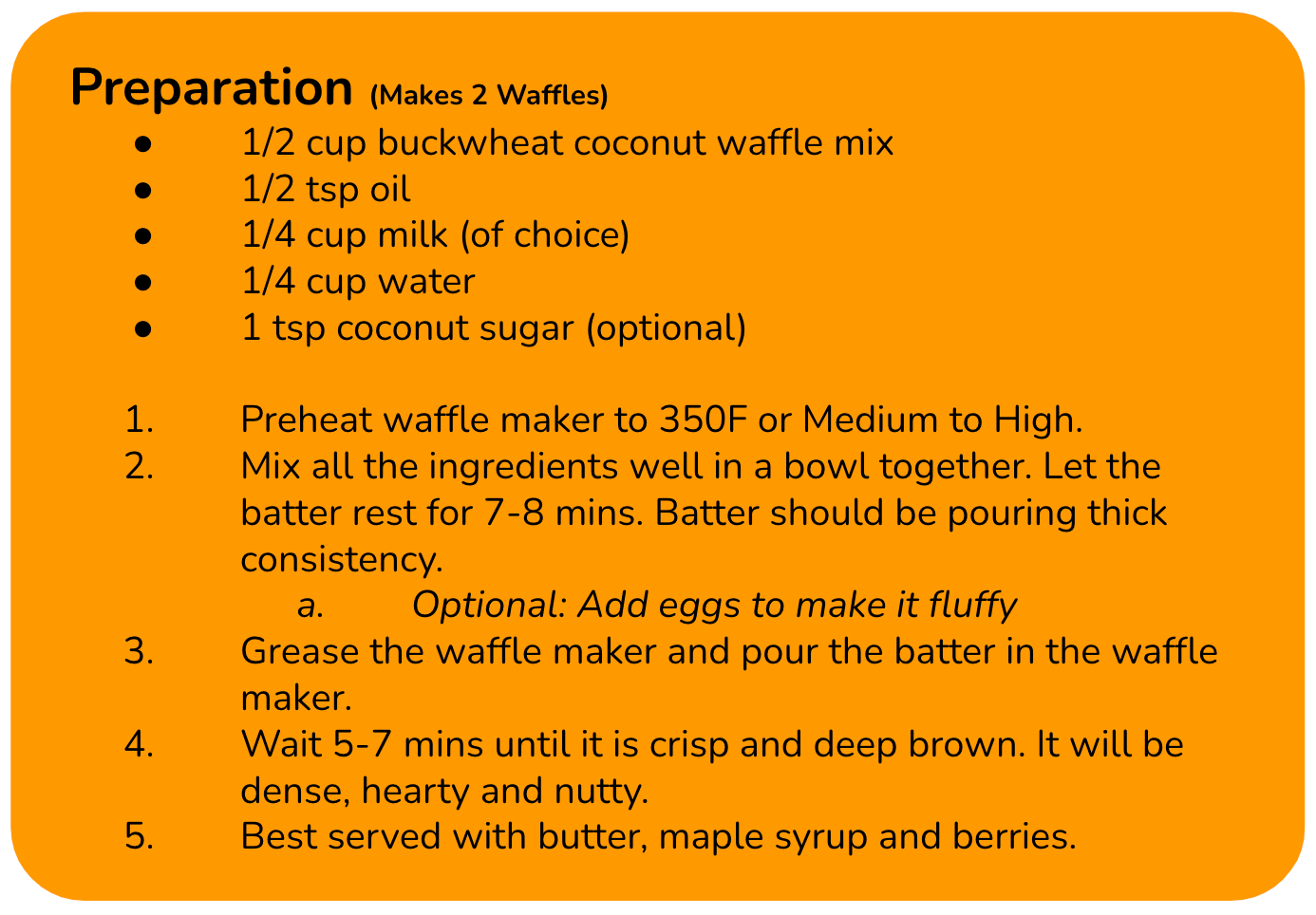 Buckwheat Coconut Waffle Mix