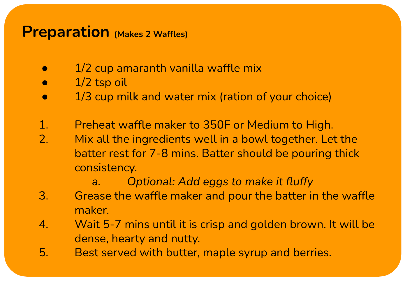 Amaranth Vanilla Waffle Mix